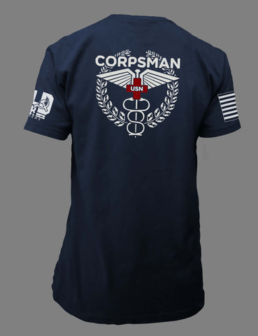 Futuristic Hospital Corpsman t shirt Navy Blue